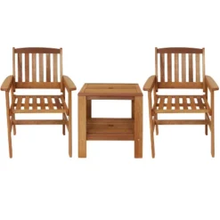 Sunnydaze Decor Sunnydaze Outdoor Meranti Wood With Teak Oil Finish Patio Table And Chairs Conversation Set - Brown - 3pc -Outdoor Garden Store GUEST 3e67275c f08b 4f5f b0bc 6e684ebd0532