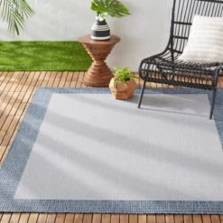 7'9" X 10'2" New York Patio Country Landry Indoor/Outdoor Rug Gray/Blue - Nicole Miller