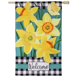 Evergreen Daffodil Garden Burlap House Flag 28 X 44 Inches Outdoor Decor For Homes And Gardens