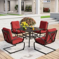 Captiva Designs 5pc Patio Dining Set With Square Table & 4 Metal Spring Motion Chairs 19 Captiva Designs 5pc Patio Dining Set With Square Table & 4 Metal Spring Motion Chairs -Outdoor Garden Store GUEST 3fbb0f01 d161 4fae beac 2ce39a5e4138