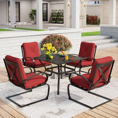 Captiva Designs 5pc Patio Dining Set With Square Table & 4 Metal Spring Motion Chairs 10 Captiva Designs 5pc Patio Dining Set With Square Table & 4 Metal Spring Motion Chairs - Image 10