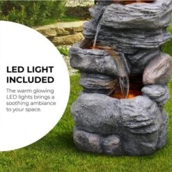 Teamson Home 39.37" Outdoor Faux Stone 4-Tier Water Fountain With LED, Gray 13 Teamson Home 39.37" Outdoor Faux Stone 4-Tier Water Fountain With LED, Gray -Outdoor Garden Store GUEST 3ff16af6 3c1d 4660 9dbc 543d788beb89