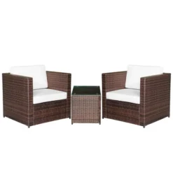 Outsunny 3-Piece Patio Wicker Bistro Set, Outdoor All-hand Weave PE Rattan Conservatory Garden Porch Furniture W/ Cushions & Coffee Table 10 Outsunny 3-Piece Patio Wicker Bistro Set, Outdoor All-hand Weave PE Rattan Conservatory Garden Porch Furniture W/ Cushions & Coffee Table -Outdoor Garden Store GUEST 402c4432 acab 43ed 85c8 03ccb0264a80