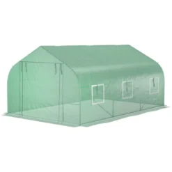 Outsunny 9.8' X 11.4' X 6.8' Outdoor Walk-In Tunnel Greenhouse Hot House With Roll-up Windows, Zippered Door, PE Cover, Green -Outdoor Garden Store GUEST 40a2d219 2b87 45eb 8af8 262bf1bf9793