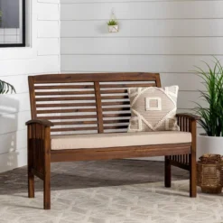 Ravenscroft Modern Boho Acacia Wood Slatted Outdoor Loveseat With Cushion - Saracina Home 26 Ravenscroft Modern Boho Acacia Wood Slatted Outdoor Loveseat With Cushion - Saracina Home -Outdoor Garden Store GUEST 40bff483 b5bb 44be 88db 6989c5aba85c