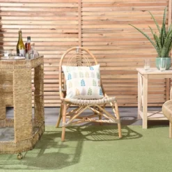 18"x18" Reversible Indoor/Outdoor Leaves And Chevron Print Square Throw Pillow - Mina Victory -Outdoor Garden Store GUEST 40d9fa51 6d0b 4848 b0ce 61b6edcf1c4a