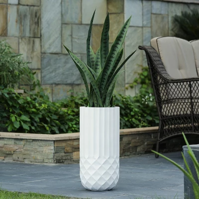 LuxenHome White 24.88" Tall Round MgO Planter 1 LuxenHome White 24.88" Tall Round MgO Planter