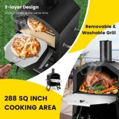Costway 2-Layer Pizza Oven Wood Fired Pizza Grill Outside Pizza Maker With Waterproof Cover -Outdoor Garden Store GUEST 421027d9 e279 4f62 b65c 070b8c1fd3d0