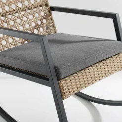Komodo Modern Boho Faux Rattan & Metal Outdoor Rocking Chair With Cushion - Brown/Gray - Saracina Home 8 Komodo Modern Boho Faux Rattan & Metal Outdoor Rocking Chair With Cushion - Brown/Gray - Saracina Home -Outdoor Garden Store GUEST 4268a33a 53bd 49e0 b7a4 c9883457bf9f