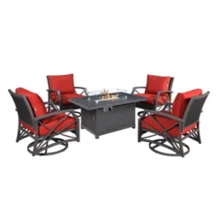 Kinger Home Novi 5-Piece Rattan Wicker Propane Fire Pit Set With An Aluminum Frame 27 Kinger Home Novi 5-Piece Rattan Wicker Propane Fire Pit Set With An Aluminum Frame -Outdoor Garden Store GUEST 42b11eb8 6657 4cac 9619 9524fbaef6f6