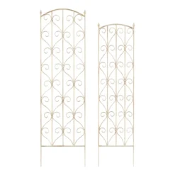 Set Of 2 Garden Trellises - For Climbing And Potted Plants - Decorative Scroll Metal Panels With 7.75-Inch Stakes By Pure Garden (White) -Outdoor Garden Store GUEST 42bb7d47 0524 4718 a262 834a9ee12e20