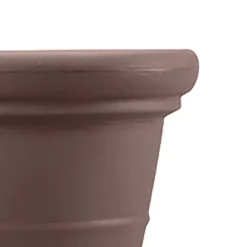 HC Companies 17 Inch Outdoor And Indoor Terrazzo Round House Planter With Heavy Rim For Flowers, Vegetables, And Succulents, Chocolate