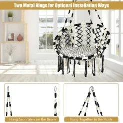 Costway Hanging Hammock Chair With Cushion Macrame Swing Cotton Rope Indoor Outdoor 14 Costway Hanging Hammock Chair With Cushion Macrame Swing Cotton Rope Indoor Outdoor -Outdoor Garden Store GUEST 438b28f8 362a 424b 8f67 3da8283b781c