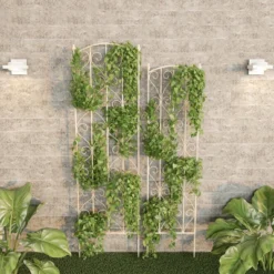 Set Of 2 Garden Trellises - For Climbing And Potted Plants - Decorative Scroll Metal Panels With 7.75-Inch Stakes By Pure Garden (White) -Outdoor Garden Store GUEST 43a0ea23 aae5 42bb 818b 5a22dceafd76