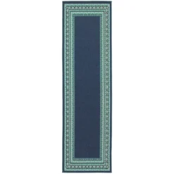Marlowe Border Patio Rug Navy/Green -Outdoor Garden Store GUEST 4414d5f0 9fdb 48dd 9da9 317a081621b6