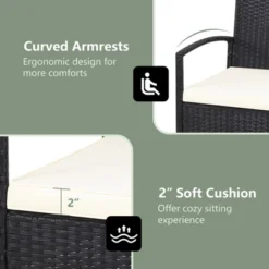 Tangkula 3PCS Wicker Rattan Furniture Patio Coffee Table Chair W/ Washable Cushion -Outdoor Garden Store GUEST 44a00772 67c8 481f b8db e2ea7b71c118