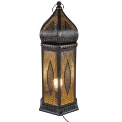 Northlight 23.5" Black And Gold Moroccan Style Lantern Table Lamp -Outdoor Garden Store GUEST 44cdd095 32b1 4c1b a2a4 fc1efcc3f12d
