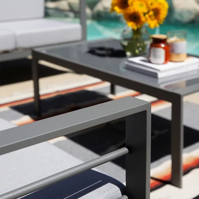 Patio Aluminum Outdoor Loveseat, Patio Sofa Couch Chair With Cushions (Grey) 3 Patio Aluminum Outdoor Loveseat, Patio Sofa Couch Chair With Cushions (Grey) - Image 3