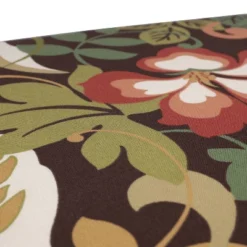 Outdoor Wicker Bench/Loveseat/Swing Cushion - Brown/Green Floral - Pillow Perfect