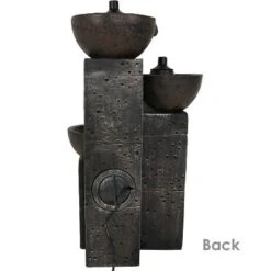 Sunnydaze Decor Sunnydaze 34"H Electric Polyresin 3-Tier Burning Bowls Outdoor Water Fountain With Real Flame Torch Accents -Outdoor Garden Store GUEST 45a75500 19c7 474a abee 45e48cd21a88