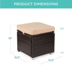 Best Choice Products Set Of 2 Wicker Ottomans, Multipurpose Furniture W/ Removable Cushions, Steel Frame -Outdoor Garden Store GUEST 45cb82a5 c3f8 4a2d 85d7 3919ae8247ed