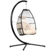 Egg Style Hanging Chair Cream W/Deep Cushion Soft Relaxing Luxury