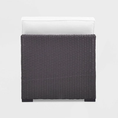 Biscayne Armless Chair With White Cushions Brown - Crosley 3 Biscayne Armless Chair With White Cushions Brown - Crosley - Image 3