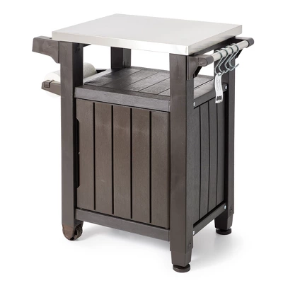 Keter Unity Portable 40 Gal Outdoor Table And Storage Cabinet W/ Accessory Hooks, Stainless Steel Top For Patio Kitchen Island Or Bar Cart 7 Keter Unity Portable 40 Gal Outdoor Table And Storage Cabinet W/ Accessory Hooks, Stainless Steel Top For Patio Kitchen Island Or Bar Cart - Image 7