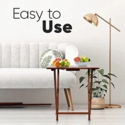 PJ Wood Lightweight Rectangle Folding TV Snack Tray Tables With Compact Storage Rack, Solid Wood Construction, Honey Oak, (5 Piece Set) -Outdoor Garden Store GUEST 46a5681a 2c75 42dc b6dc b7c64f31f38c