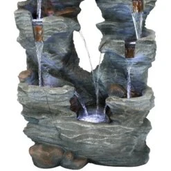 Sunnydaze Decor Sunnydaze 39"H Electric Polyresin And Fiberglass Dual Cascading Falls Outdoor Water Fountain With LED Lights -Outdoor Garden Store GUEST 46c4045f 4cd0 42dd b8eb 53ae5e66eb48