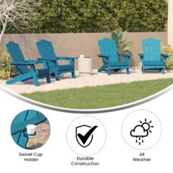 Emma And Oliver Set Of 4 Adirondack Chairs With Cup Holders, Weather Resistant HDPE Adirondack Chairs -Outdoor Garden Store GUEST 46c86a7c bd5b 4497 b893 5298ac245c62