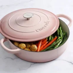 Crock-Pot Crock Pot Artisan 5 Quart Round Enameled Cast Iron Braiser Pan With Self Basting Lid In Blush Pink -Outdoor Garden Store GUEST 46f24127 a0f2 4f5f 8714 0620a5fcb24a