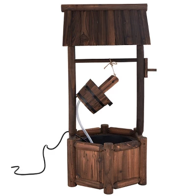 Costway Garden Rustic Wishing Well Water Fountain Wooden Outdoor Electric Backyard Pump 6 Costway Garden Rustic Wishing Well Water Fountain Wooden Outdoor Electric Backyard Pump - Image 6