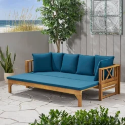 Long Beach Acacia Wood Extendable Patio Daybed Sofa Teak - Christopher Knight Home -Outdoor Garden Store GUEST 48222d1b 0645 472b bc41 4be12e2a99d6