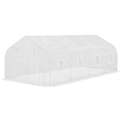 Outsunny 19.5' X 9.8' X 6.9' Walk-In Greenhouse, Outdoor Gardening Canopy Hot House With 8 Roll-up Windows, Zippered Door & Weather Cover, Steel White 7 Outsunny 19.5' X 9.8' X 6.9' Walk-In Greenhouse, Outdoor Gardening Canopy Hot House With 8 Roll-up Windows, Zippered Door & Weather Cover, Steel White -Outdoor Garden Store GUEST 4918d9a3 7ce4 45b0 8a0a 4c3e3696b63a