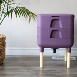 FCMP Outdoor Essential Living 6 Gallon UV Protected Plastic Worm Composter Bin Storage Container Box With 2 Trays For Garden And Home, Plum -Outdoor Garden Store GUEST 49443926 5b44 4d61 b8cf ac7b689005dc