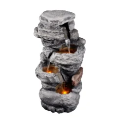 Teamson Home 39.37" Outdoor Faux Stone 4-Tier Water Fountain With LED, Gray 18 Teamson Home 39.37" Outdoor Faux Stone 4-Tier Water Fountain With LED, Gray -Outdoor Garden Store GUEST 495cc8a8 b86f 474d 9ef5 a0fd9308dc15