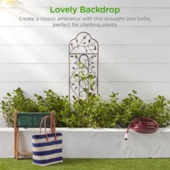 Best Choice Products 60x15in Iron Arched Garden Trellis Fence Panel W/ Branches, Birds For Climbing Plants - Bronze -Outdoor Garden Store GUEST 4993ddd5 2b08 4816 92a8 16e46cd7956f