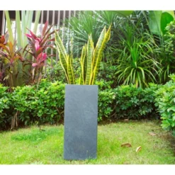 Rosemead Home & Garden, Inc. 24" X 11" Rectangular Kante Lightweight Modern Tall Outdoor Planter Charcoal -Outdoor Garden Store GUEST 49bdcc17 d848 4b5b aeae 9fd2b1d32976