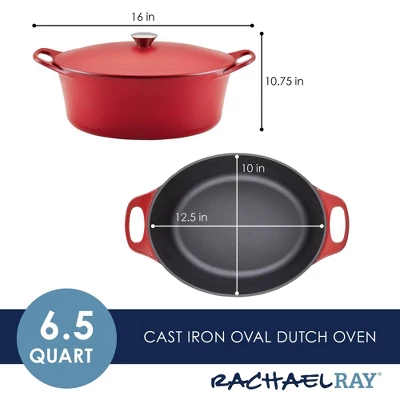 Rachael Ray Premium RUST-RESISTANT Cast Iron Dutch Oven 6.5qt Red 13 Rachael Ray Premium RUST-RESISTANT Cast Iron Dutch Oven 6.5qt Red - Image 13
