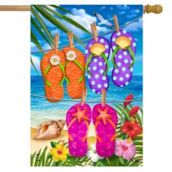 Hanging Flip Flops Summer House Flag Tropical Beach 28" X 40" Briarwood Lane