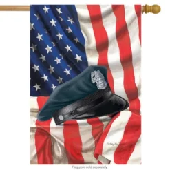 Briarwood Lane Police Hat House Flag Badge Blue Line Emergency Services Patriotic 28" X 40"