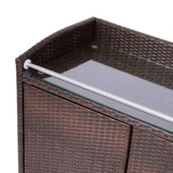 Teamson Home 39.5" Veronica Rolling Outdoor PE Rattan Bar Cart With Storage, Brown -Outdoor Garden Store GUEST 4a58676f d243 4d13 9896 72340c336009