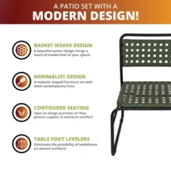 Kinger Home 3-Piece Outdoor Patio Bistro Table And Chairs Set Of 2, Rattan Wicker Cast Aluminum Patio Furniture, Green -Outdoor Garden Store GUEST 4ae31762 56ea 4f95 b513 211d204728f8
