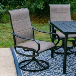 7pc Outdoor Dining Set With Padded Swivel Chairs & Metal Rectangle Table With Umbrella Hole - Gray - Captiva Hole 14 7pc Outdoor Dining Set With Padded Swivel Chairs & Metal Rectangle Table With Umbrella Hole - Gray - Captiva Hole -Outdoor Garden Store GUEST 4b71440d fa28 4830 9c65 4da4bac0a481