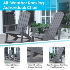 Merrick Lane Set Of 2 All-Weather Polyresin Adirondack Rocking Chair With Vertical Slats -Outdoor Garden Store GUEST 4ba7e4dd 3a58 4bcb 9190 265bfacb398f