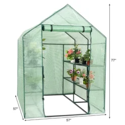 Costway Portable Mini Walk In Outdoor 2 Tier 8 Shelves Greenhouse