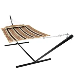 Sunnydaze Decor Sunnydaze 2-Person Quilted Fabric Spreader Bar Hammock With Detachable Pillow And Stand - 400 Lb Weight Capacity/15' Stand -Outdoor Garden Store GUEST 4c59d1f3 e183 41ee 8cc4 3736f262b528