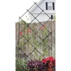 Achla Designs 95" Traditional Freestanding Lattice Iron Garden Trellis Graphite Powder Coat Finish -Outdoor Garden Store GUEST 4cc849ce 5af8 43c7 978c 79be373982c1
