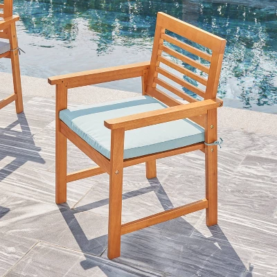 Waimea Honey Slatted Eucalyptus Wood Outdoor Dining Armchair With Cushion - Vifah 1 Waimea Honey Slatted Eucalyptus Wood Outdoor Dining Armchair With Cushion - Vifah